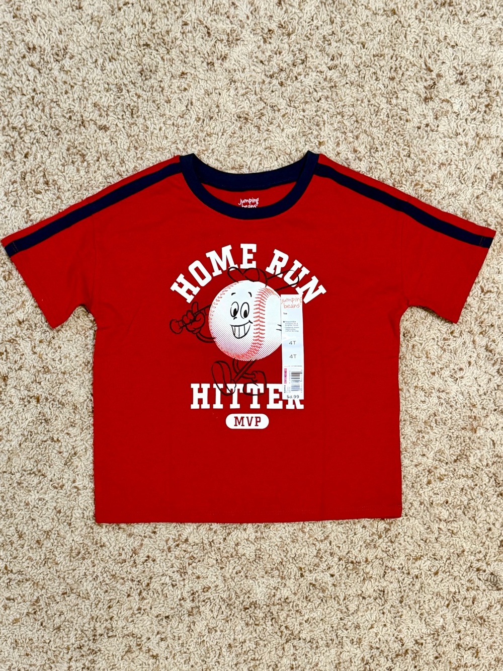 JumpingBeans Kids Red Baseball Relaxed Short-Sleeve Graphic Tshirt. Size 4T. NWT